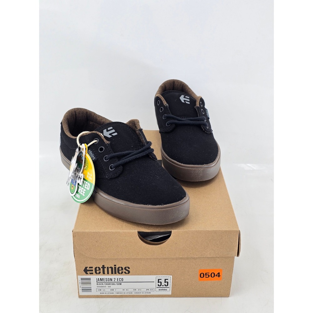 Etnies Jameson 2 Eco Mens 5.5 Black Charcoal Gum Skate Shoes -New